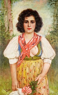 Josef Ženíšek (1855-1944) - Dívka s růžemi