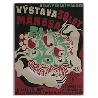 Hofbauer Arnošt (1869 -1944) - Návrh na plakát - výstava 50 let Mánesa
