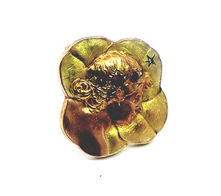 Secesní zlatá brož s rubíny a diamanty, Rakousko-Uhersko