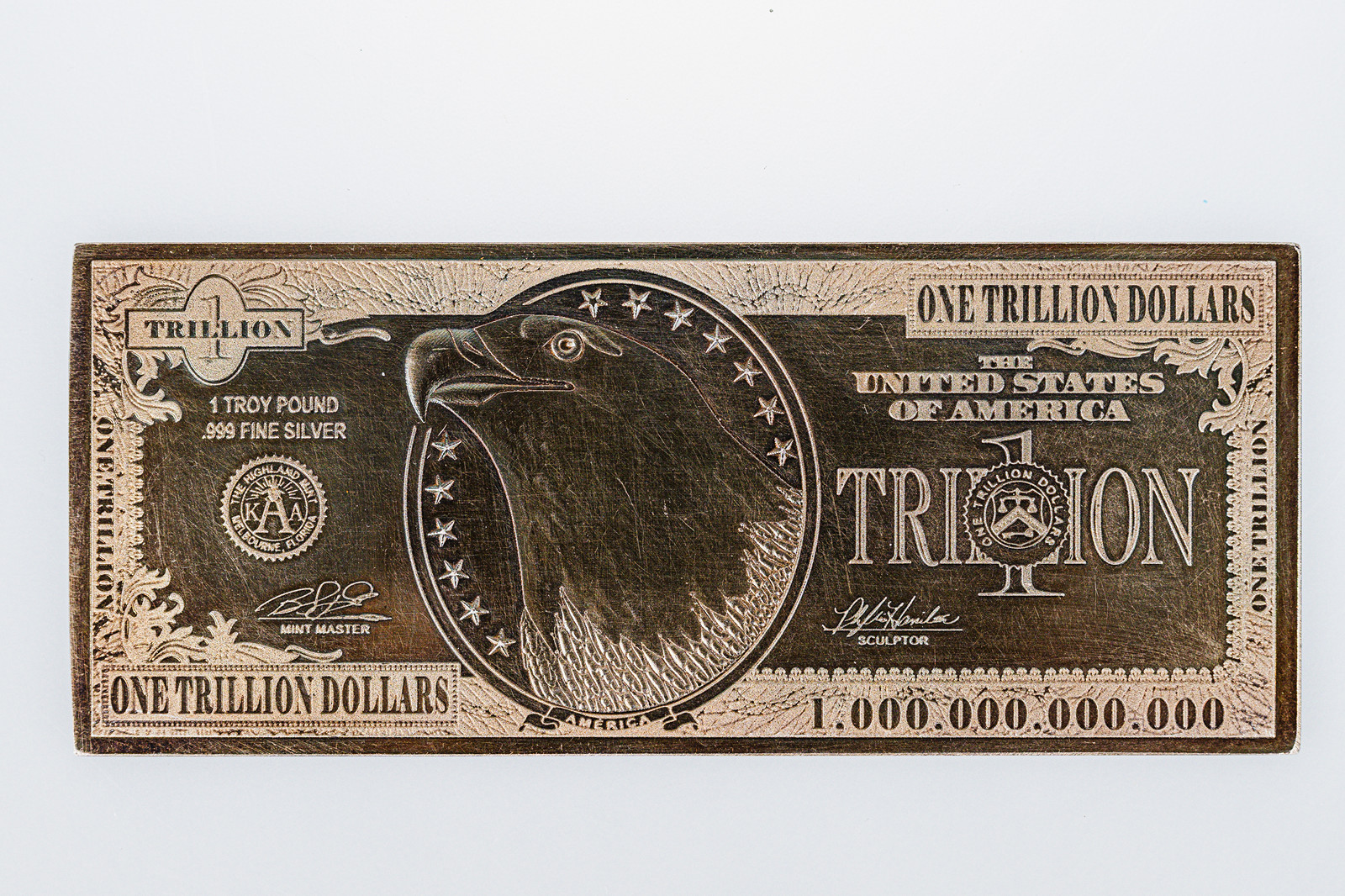 Stříbrná bankovka - 1 trilion