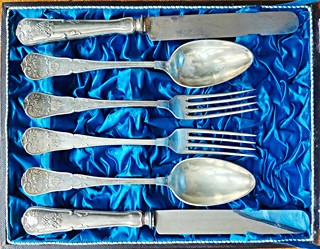 Luxusní sada stříbrných příborů,V. spolkové střelby Vídeň, k 50. letům vlády Franz Josef I.