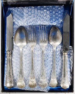 Luxusní sada stříbrných příborů,V. spolkové střelby Vídeň, k 50. letům vlády Franz Josef I.