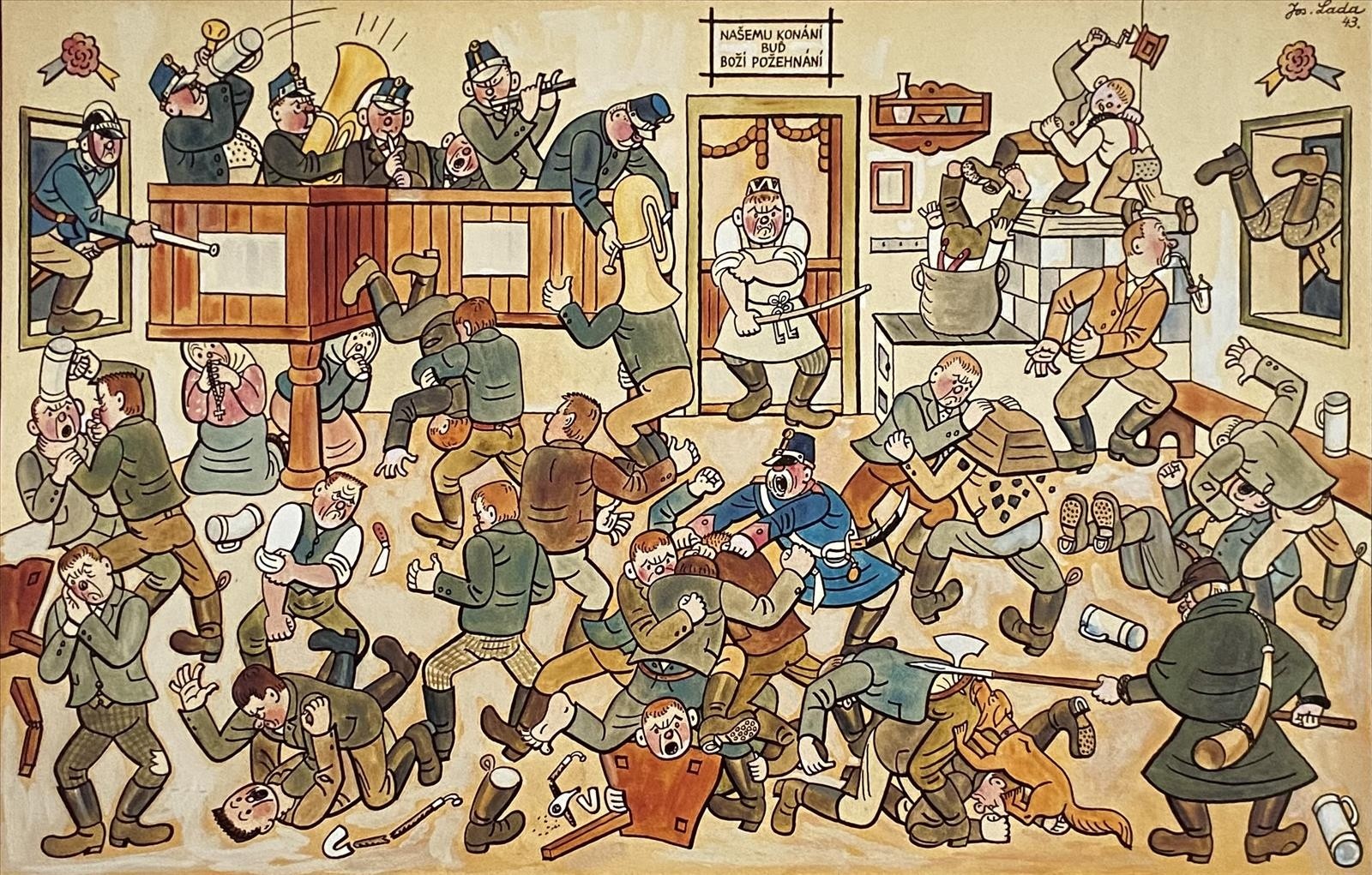 Josef Lada (1887 - 1957) - Rvačka v hospodě