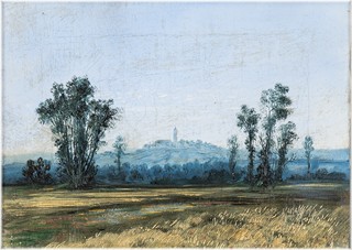 František Kaván (1866 - 1941) - Krajina s věží na horizontu