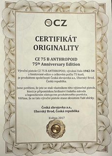 ČESKÁ ZBROJOVKA - CZ 75 ANTHROPOID - LIMITOVANÁ EDICE