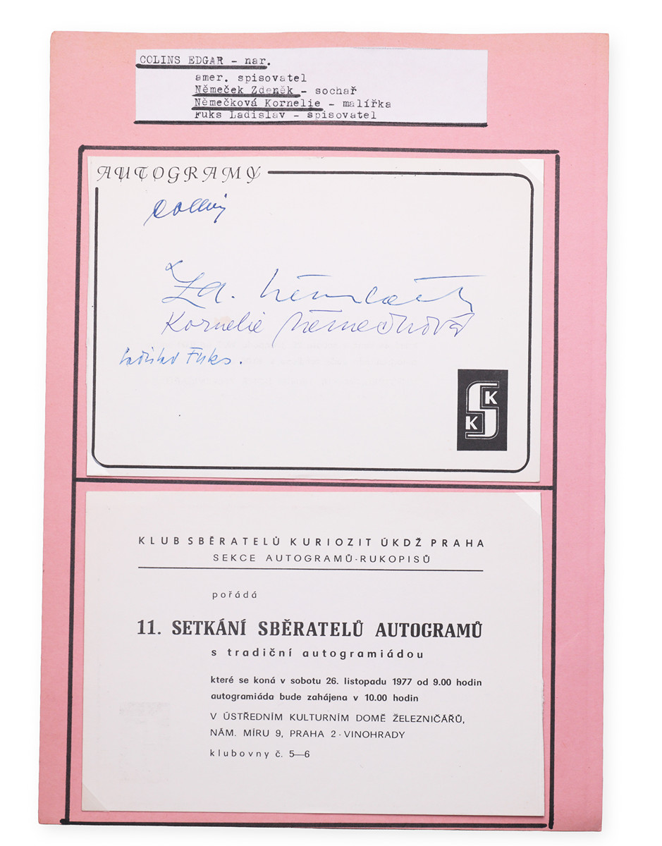 Ladislav Fuks (1923 - 1994) - Podpisy na kartičce