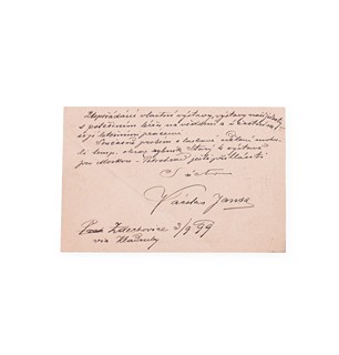 Václav Jansa (1859 - 1913) - Podpis na korespondenčním lístku