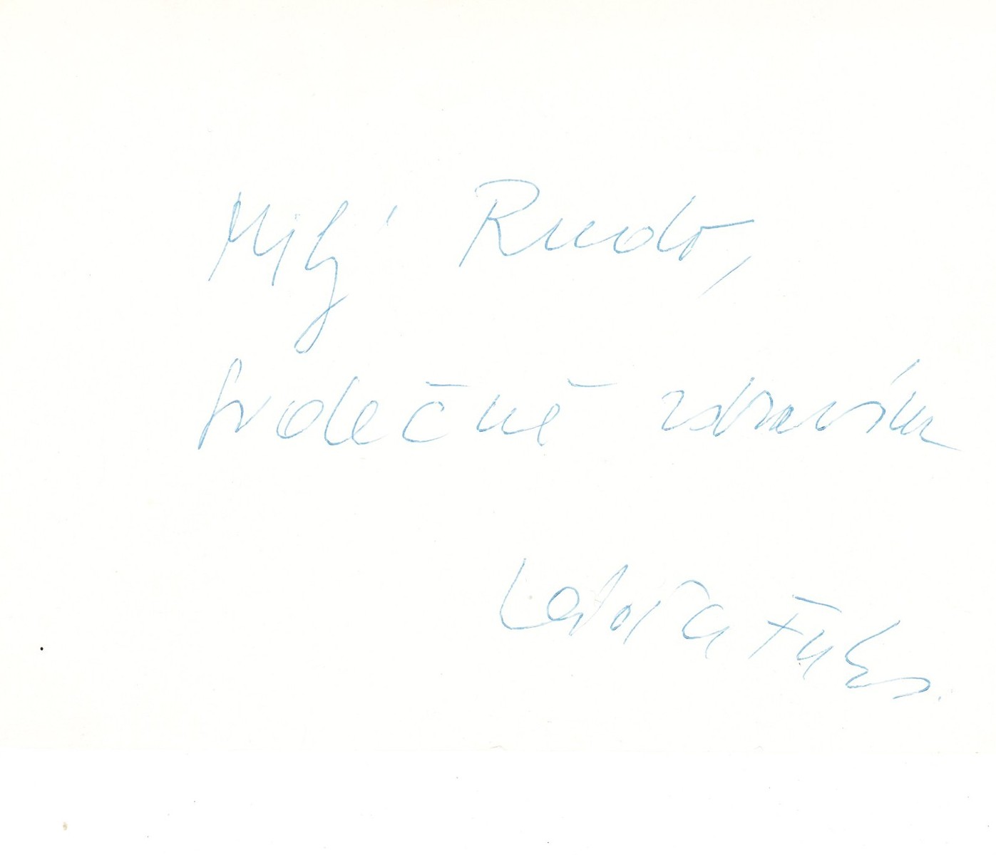 Ladislav Fuks (1923 - 1994) - Lístek s podpisem
