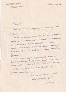 Emerich Polák (1901 - 1980) - Dopis s podpisem