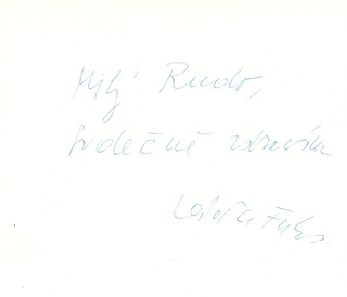 Ladislav Fuks (1923 - 1994) - Lístek s podpisem