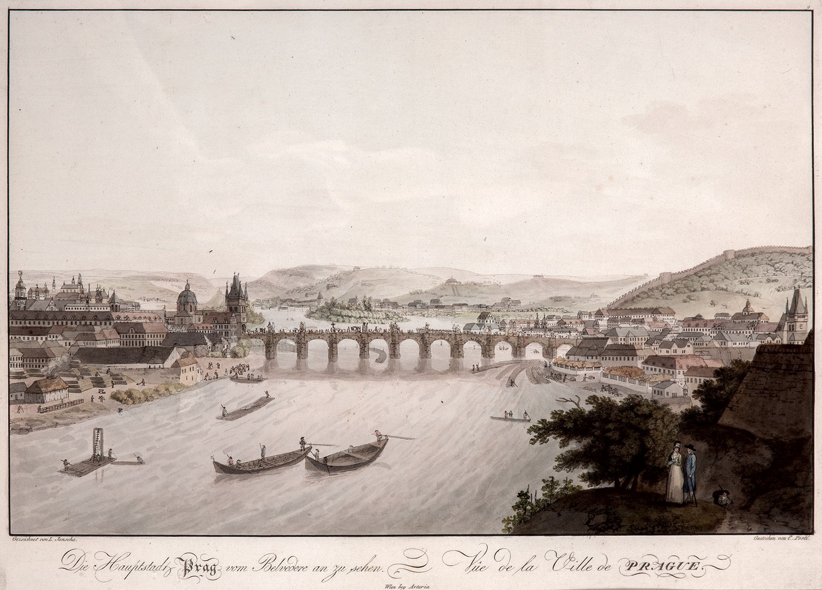 Karel Postl (1769 - 1818) - Hlavní město Praha, pohled z Belvederu