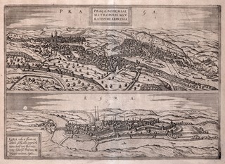 Franz Hogenberg (1535 - 1590) - Praga / Egra z Civitates Orbis Terrarum