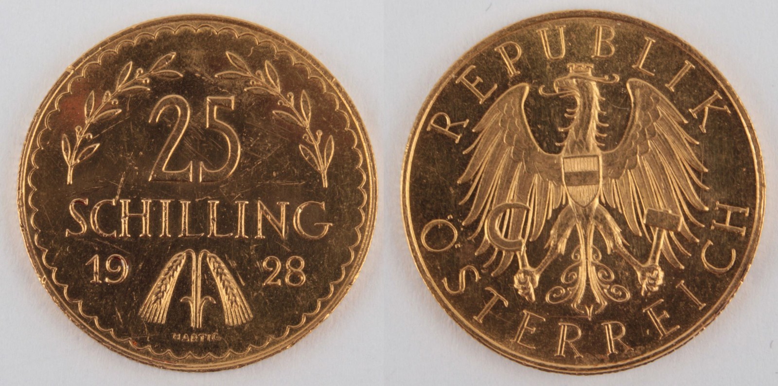 Zlatá mince: 25 Schilling 1928