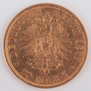 Zlatá mince: 20 Marka 1877