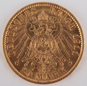Zlatá mince: 20 Marka 1911