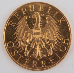 Zlatá mince: 25 Schilling 1928