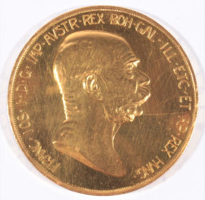 Zlatá mince: 100 Koruna 1908 jubilejní