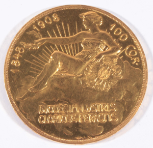 Zlatá mince: 100 Koruna 1908 jubilejní