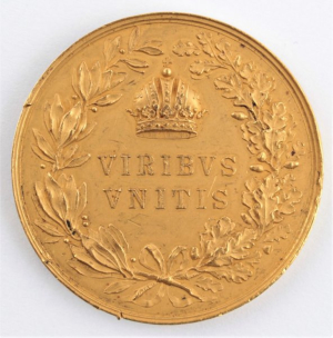 Vzácná zlatá medaile VIRIBUS UNITIS