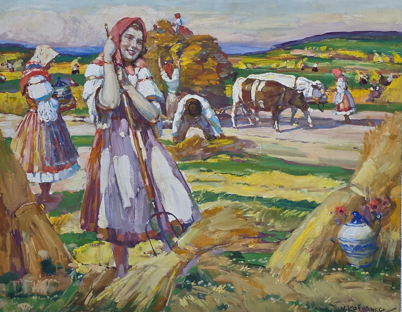 Vlastimil Košvanec (1887 - 1961) - „O žních“, 1936