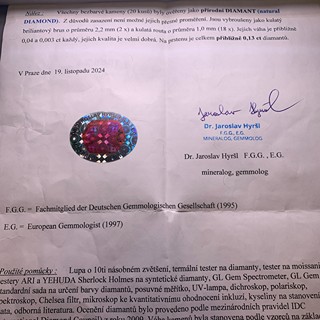 Prsten s diamanty a rubínem | Art deco | Československo 1930 | znalecký posudek