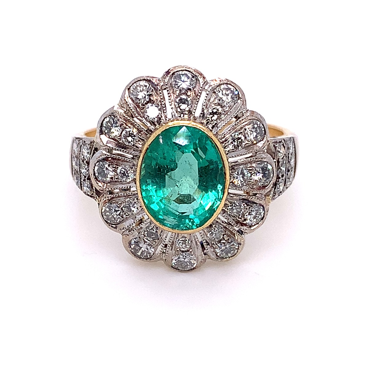 Prsten s diamanty a smaragdem | Art deco | Československo 1935 | znalecký posudek