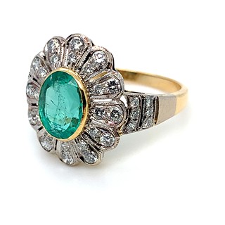 Prsten s diamanty a smaragdem | Art deco | Československo 1935 | znalecký posudek