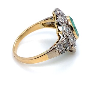 Prsten s diamanty a smaragdem | Art deco | Československo 1935 | znalecký posudek