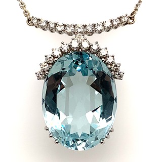 Závěs s diamanty a akvamarínem | Německo 1980 | znalecký posudek