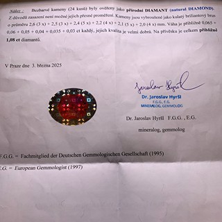 Závěs s diamanty a akvamarínem | Německo 1980 | znalecký posudek