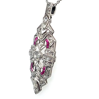 Kolier s diamanty a rubíny | Art deco | Československo 1930 | platina