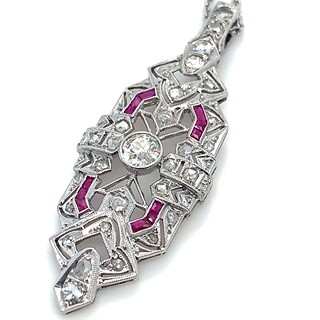 Kolier s diamanty a rubíny | Art deco | Československo 1930 | platina