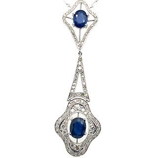 Náhrdelník s diamanty a safíry | Art deco | Československo 1930 | platina | znalecký posudek