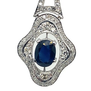 Náhrdelník s diamanty a safíry | Art deco | Československo 1930 | platina | znalecký posudek