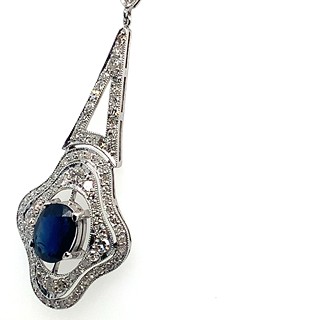 Náhrdelník s diamanty a safíry | Art deco | Československo 1930 | platina | znalecký posudek