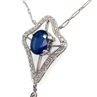 Náhrdelník s diamanty a safíry | Art deco | Československo 1930 | platina | znalecký posudek