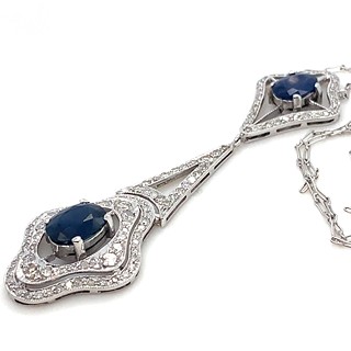 Náhrdelník s diamanty a safíry | Art deco | Československo 1930 | platina | znalecký posudek