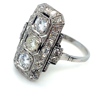 Prsten s diamanty | Art deco | Československo 1925 | platina