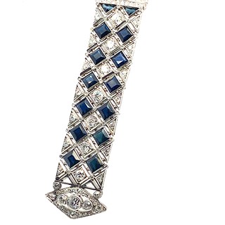 Přívěs s diamanty a safíry | Art deco | Československo 1930 | platina | znalecký posudek