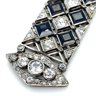 Přívěs s diamanty a safíry | Art deco | Československo 1930 | platina | znalecký posudek