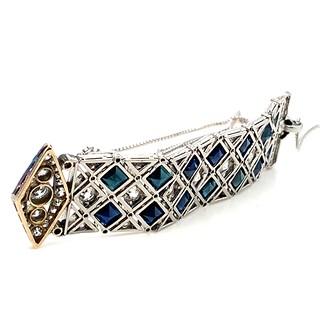 Přívěs s diamanty a safíry | Art deco | Československo 1930 | platina | znalecký posudek