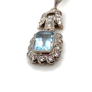 Náušnice s diamanty a akvamaríny | Art deco | Německo 1930 | znalecký posudek