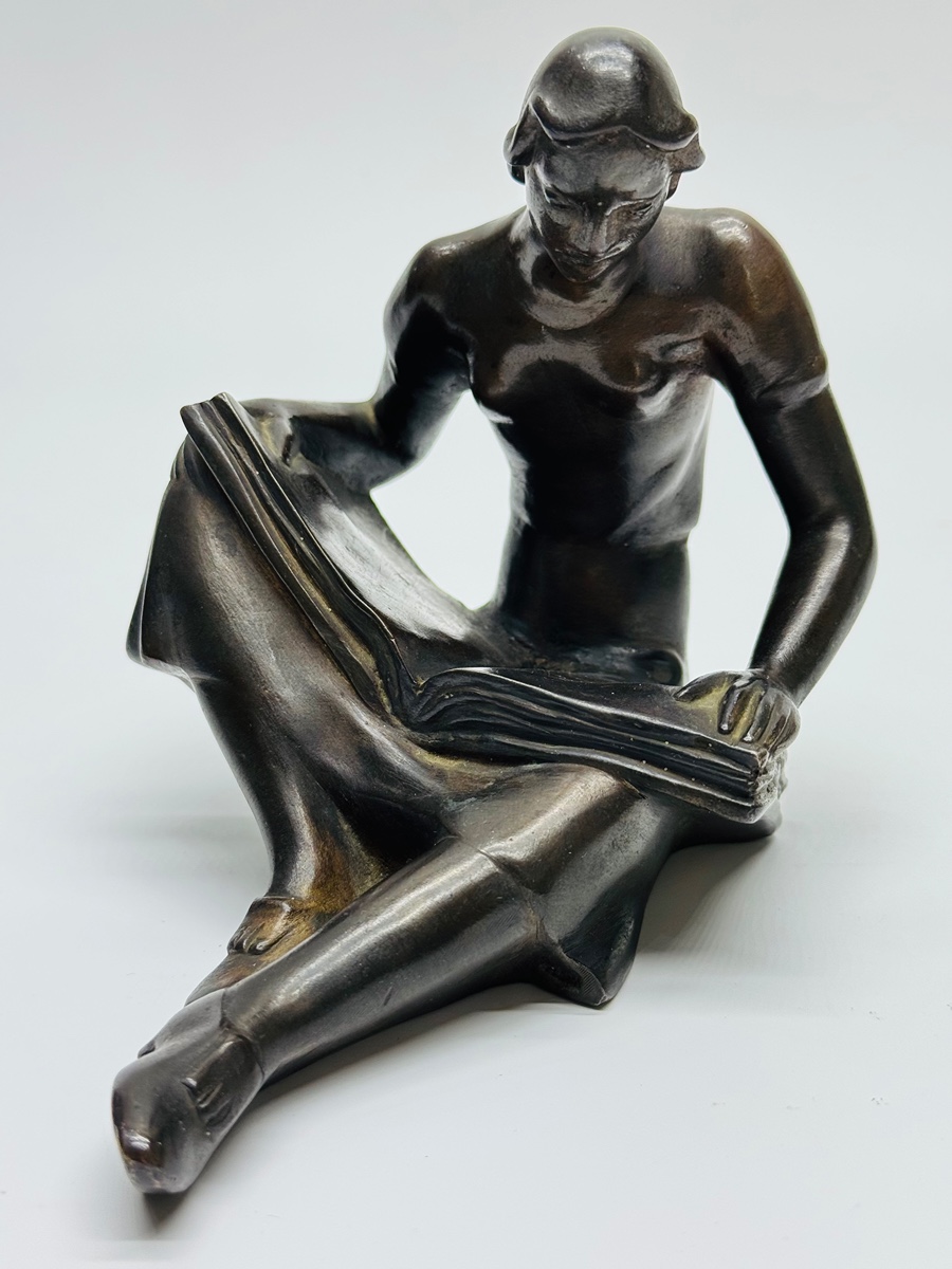 Franta Anýž - Bronzová soška čtenářky (původní odlitek) I ArtDeco I kolem roku 1930