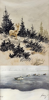 Jiří Židlický (1895 - 1950) - Párové obrazy I Na pasece / Idyla 1947