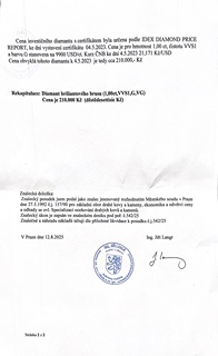 Investiční přírodní briliant 1,00ct , VVS1 , RW(G)
