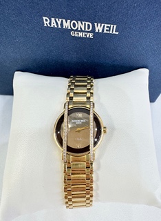 Luxusní zlaté dámské hodinky s brilianty 18K I Raymond Weil