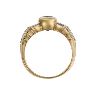 Prsten přírodními diamanty 1,14 ct a safírem 3 ct