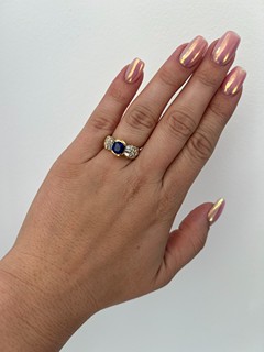 Prsten přírodními diamanty 1,14 ct a safírem 3 ct