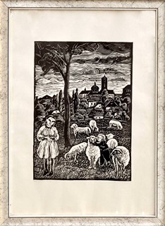 Salichová Helena (1895-1975) - "Na pastvě - Děvče s ovečkami"