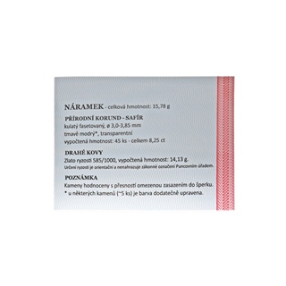 Zlatý náramek s přírodními safíry 8,25 ct + certifikát